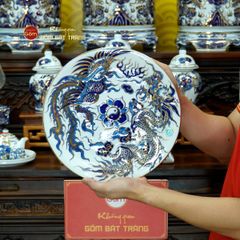 Bộ Đồ Thờ Gia Tiên (Cơ Bản 15 Món) Men Lam Nổi Vẽ Vàng