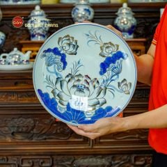 Bộ Đồ Thờ Gia Tiên (Cơ Bản 15 Món) Men Lam Vẽ Vàng