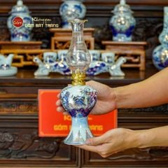 Bộ Đồ Thờ Gia Tiên (Cơ Bản 15 Món) Men Lam Vẽ Vàng