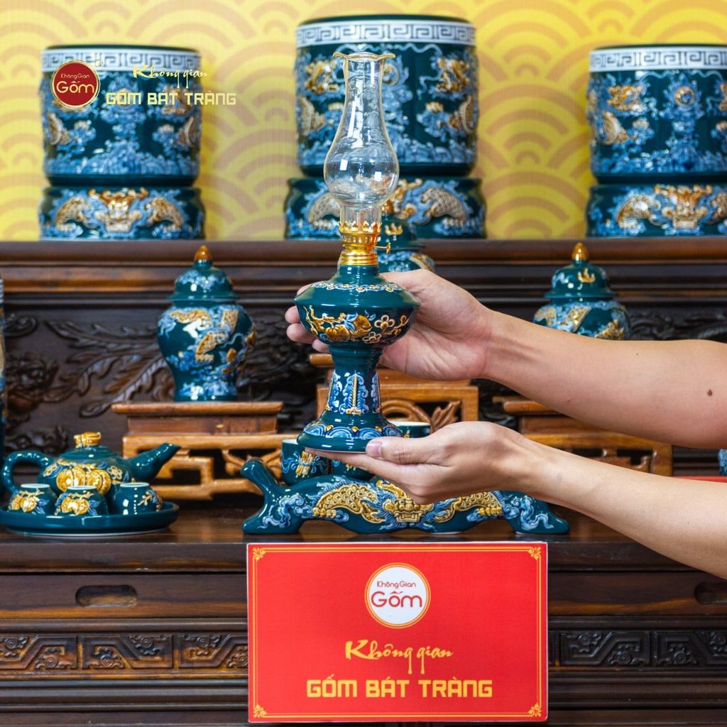 Bộ Đồ Thờ Gia Tiên (Cơ Bản 15 Món) Men Lục