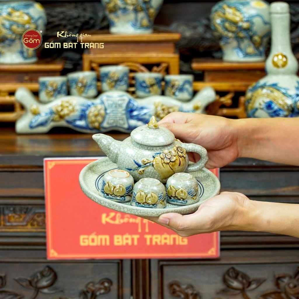 Bộ Đồ Thờ Gia Tiên (Cơ Bản 15 Món) Men Rạn