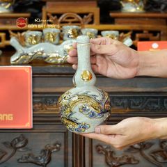 Bộ Đồ Thờ Gia Tiên (Cơ Bản 15 Món) Men Rạn Vẽ Vàng