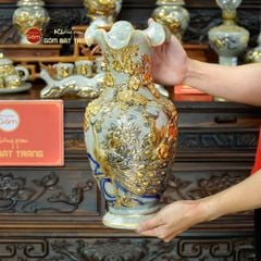 Bộ Đồ Thờ Gia Tiên (Cơ Bản 15 Món) Men Rạn Vẽ Vàng