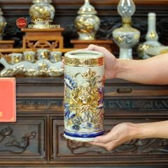 Bộ Đồ Thờ Gia Tiên (Cơ Bản 15 Món) Men Rạn Vẽ Vàng