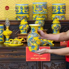 Bộ Đồ Thờ Gia Tiên (Cơ Bản 15 Món) Men Vàng