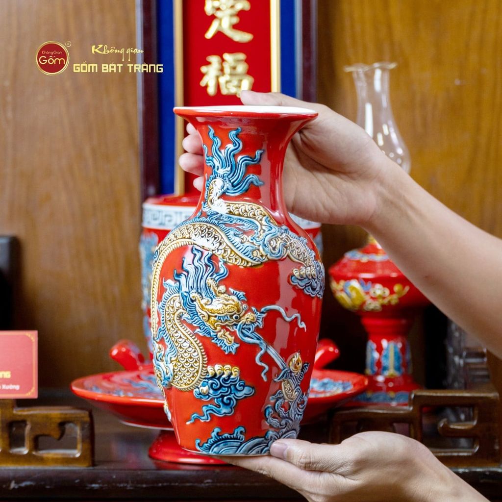 Bộ Đồ Thờ Ông Táo (Cơ Bản 6 Món) Men Đỏ