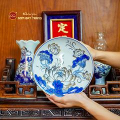 Bộ Đồ Thờ Ông Táo (Cơ Bản 6 Món) Men Lam Vẽ Vàng