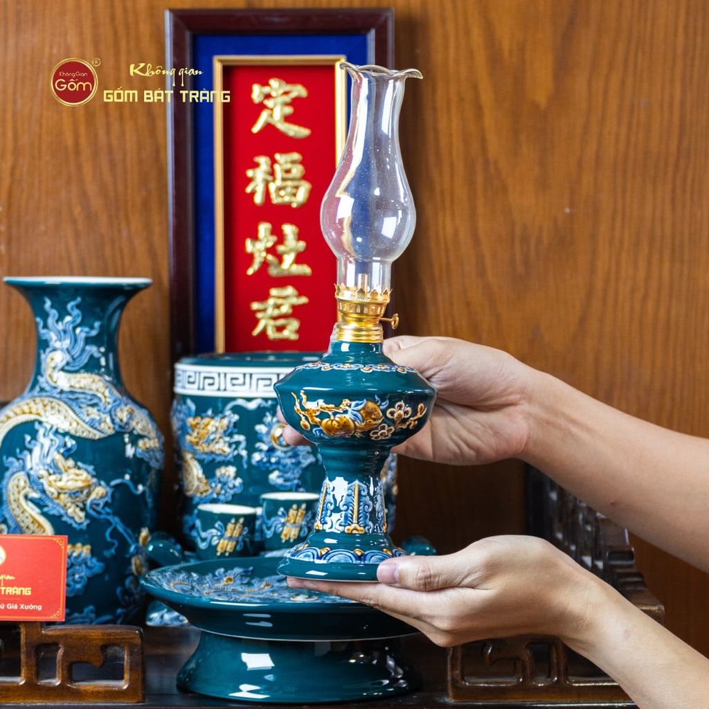 Bộ Đồ Thờ Ông Táo (Cơ Bản 6 Món) Men Lục