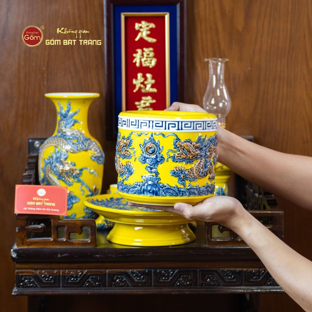 Bộ Đồ Thờ Ông Táo (Cơ Bản 6 Món) Men Vàng