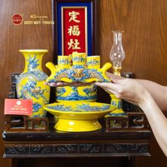 Bộ Đồ Thờ Ông Táo (Cơ Bản 6 Món) Men Vàng