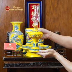 Bộ Đồ Thờ Ông Táo (Cơ Bản 6 Món) Men Vàng