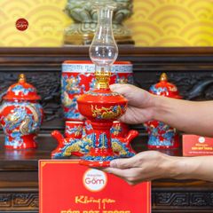 Bộ Đồ Thờ Phật (Cơ Bản 10 Món) Men Đỏ