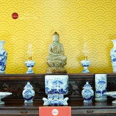 Bộ Đồ Thờ Phật (Cơ Bản 11 Món) Men Lam