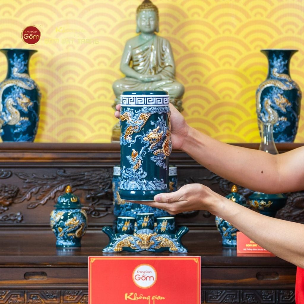 Bộ Đồ Thờ Phật (Cơ Bản 10 Món) Men Lục