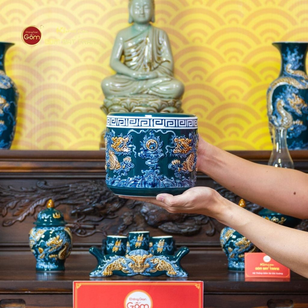 Bộ Đồ Thờ Phật (Cơ Bản 10 Món) Men Lục