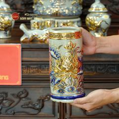 Bộ Đồ Thờ Phật (Cơ Bản 11 Món) Men Rạn Vẽ Vàng