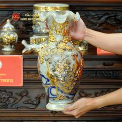 Bộ Đồ Thờ Phật (Cơ Bản 11 Món) Men Rạn Vẽ Vàng