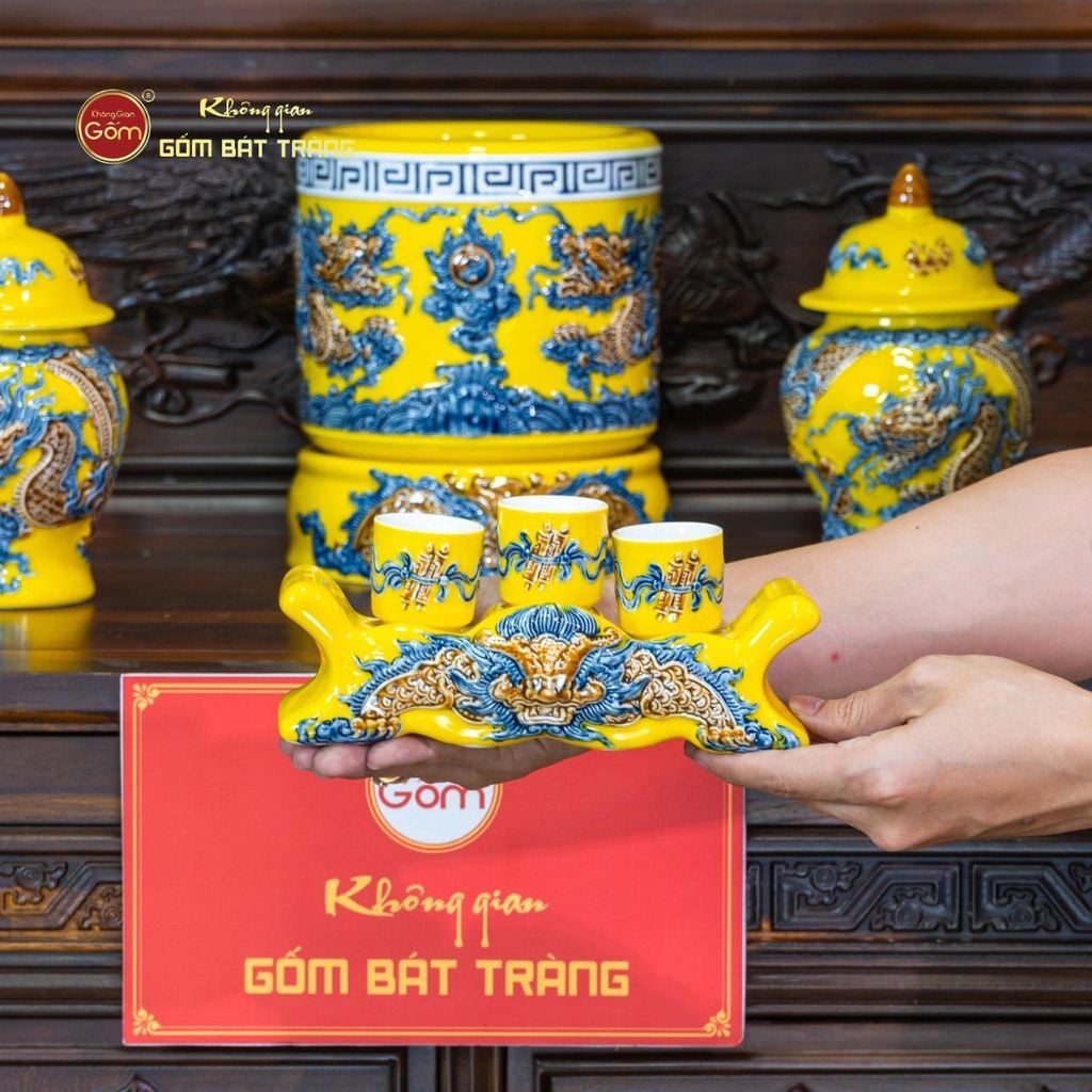 Bộ Đồ Thờ Phật (Cơ Bản 10 Món) Men Vàng