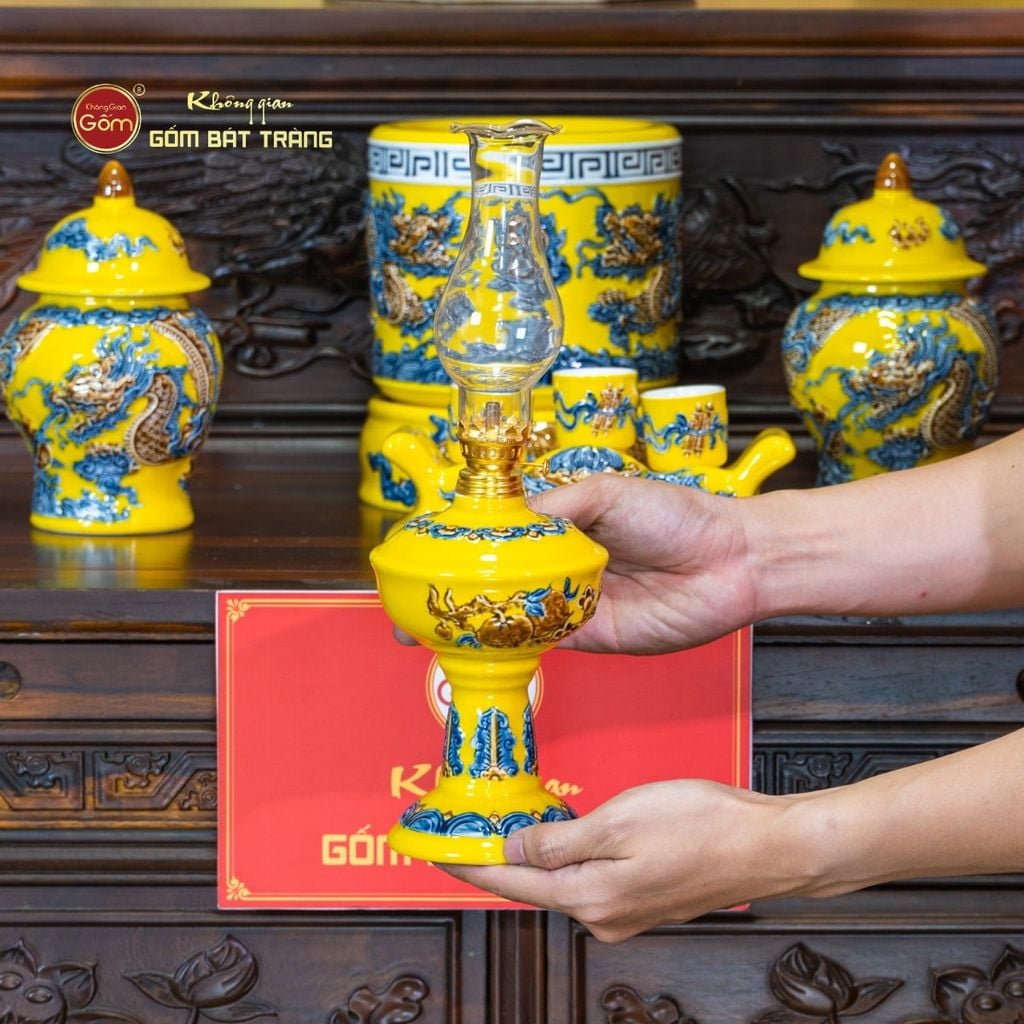 Bộ Đồ Thờ Phật (Cơ Bản 10 Món) Men Vàng