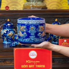 Bộ Đồ Thờ Phật (Cơ Bản 10 Món) Men Xanh Coban