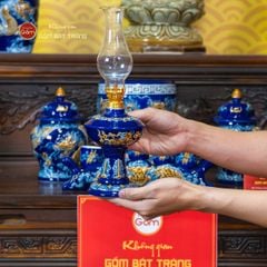 Bộ Đồ Thờ Phật (Cơ Bản 10 Món) Men Xanh Coban