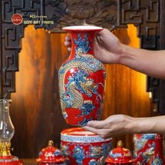 Bộ Đồ Thờ Thần Tài Thổ Địa (Cơ Bản 9 Món) Men Đỏ