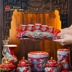 Bộ Đồ Thờ Thần Tài Thổ Địa (Cơ Bản 9 Món) Men Đỏ