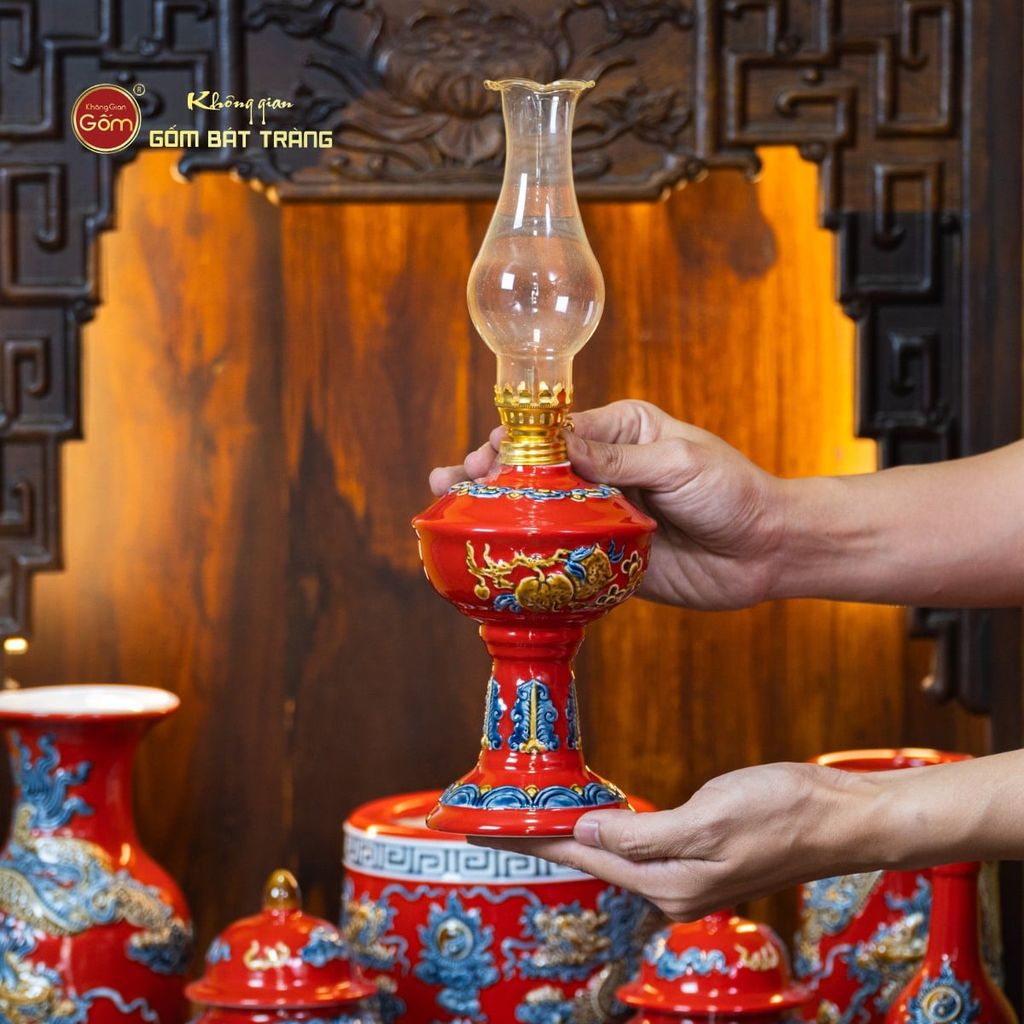 Bộ Đồ Thờ Thần Tài Thổ Địa (Cơ Bản 9 Món) Men Đỏ