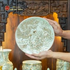 Bộ Đồ Thờ Thần Tài Thổ Địa (Cơ Bản 9 Món) Men Hoàng Tộc Vẽ Vàng