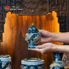 Bộ Đồ Thờ Thần Tài Thổ Địa (Cơ Bản 9 Món) Men Lục