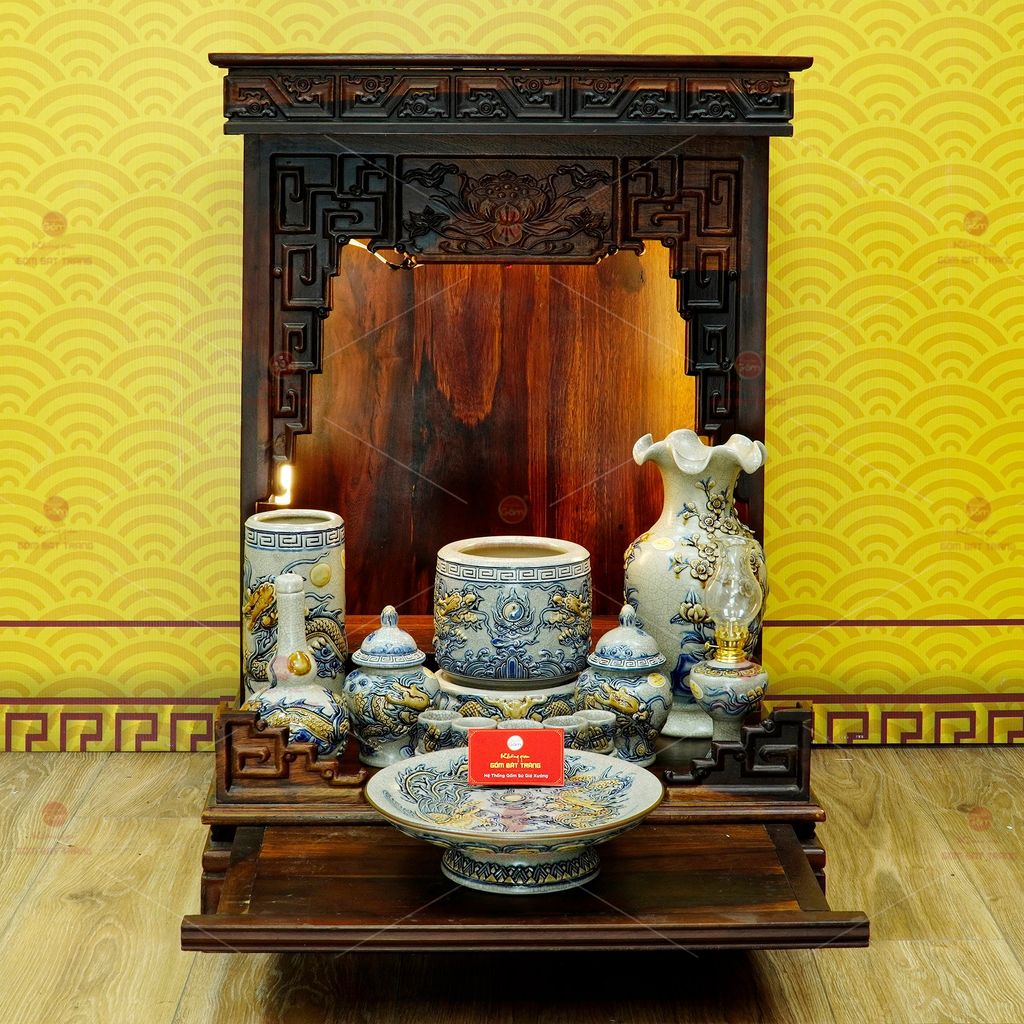 Bộ Đồ Thờ Thần Tài Thổ Địa (Cơ Bản 9 Món) Men Rạn
