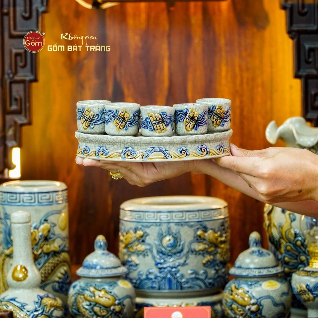 Bộ Đồ Thờ Thần Tài Thổ Địa (Cơ Bản 9 Món) Men Rạn