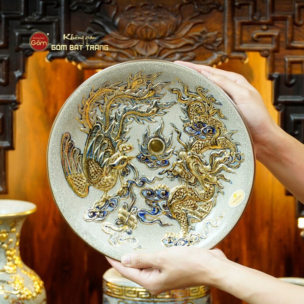 Bộ Đồ Thờ Thần Tài Thổ Địa (Cơ Bản 9 Món) Men Rạn Vẽ Vàng