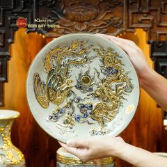 Bộ Đồ Thờ Thần Tài Thổ Địa (Cơ Bản 9 Món) Men Rạn Vẽ Vàng