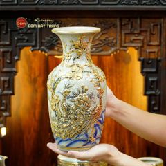 Bộ Đồ Thờ Thần Tài Thổ Địa (Cơ Bản 9 Món) Men Rạn Vẽ Vàng