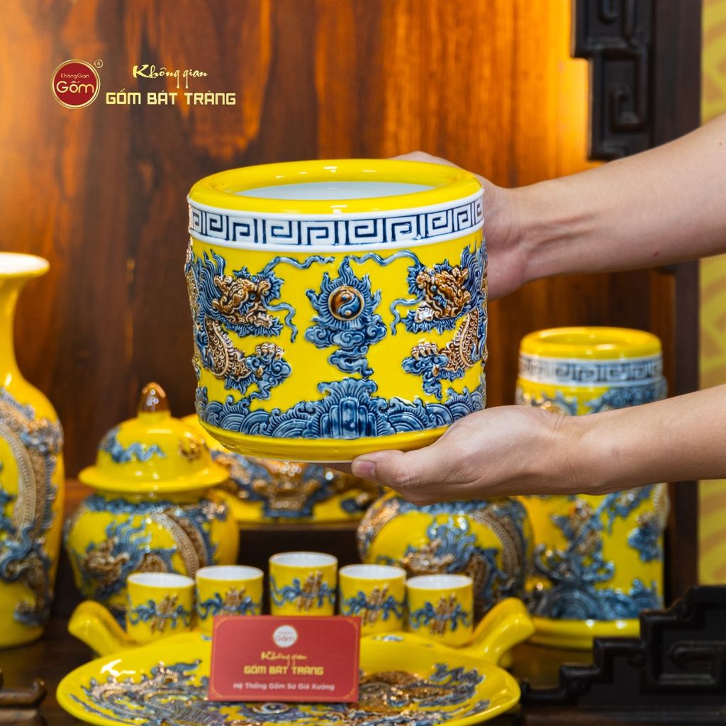 Bộ Đồ Thờ Thần Tài Thổ Địa (Cơ Bản 9 Món) Men Vàng