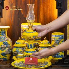 Bộ Đồ Thờ Thần Tài Thổ Địa (Cơ Bản 9 Món) Men Vàng