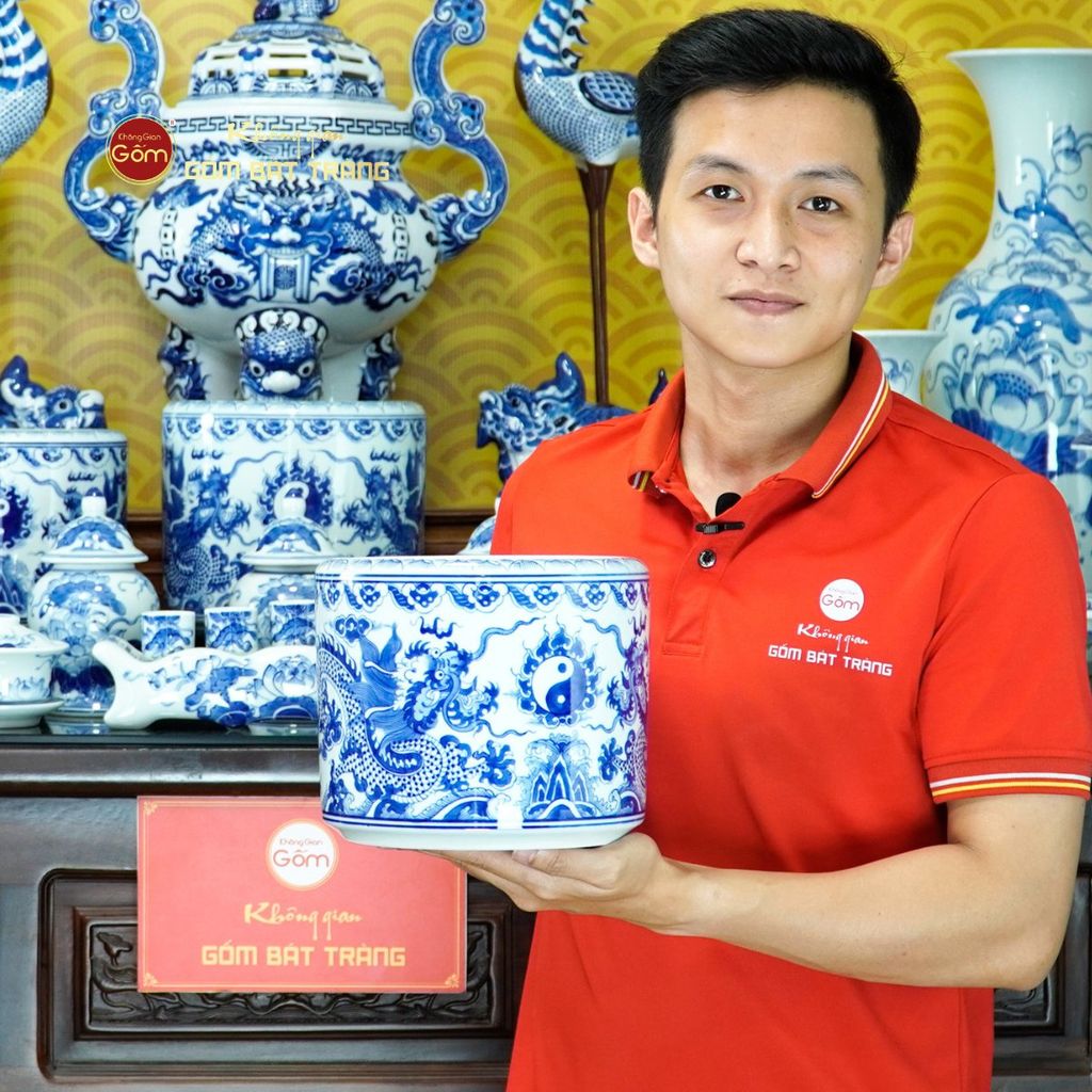 Bộ Đồ Thờ Gia Tiên (Hào Gia 34 Món) Men Lam