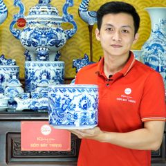 Bộ Đồ Thờ Gia Tiên (Hào Gia 34 Món) Men Lam