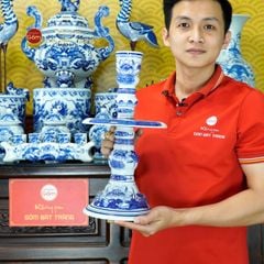 Bộ Đồ Thờ Gia Tiên (Hào Gia 34 Món) Men Lam