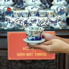 Bộ Đồ Thờ Gia Tiên (Hào Gia 29 Món) Men Lam Nổi Vẽ Vàng