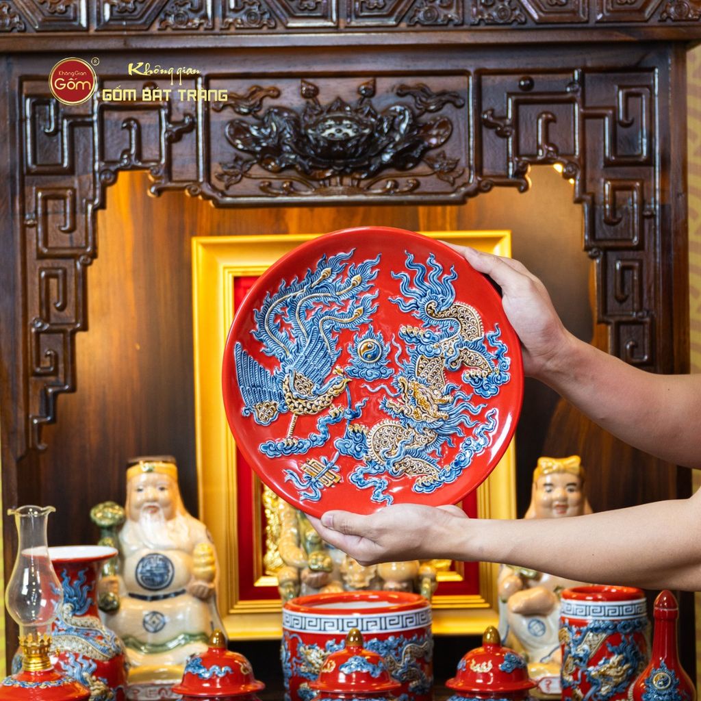 Bộ Đồ Thờ Thần Tài Thổ Địa (Hào Gia 14 Món) Men Đỏ