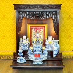 Bộ Đồ Thờ Thần Tài Thổ Địa (Hào Gia 14 Món) Men Lam