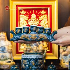 Bộ Đồ Thờ Thần Tài Thổ Địa (Hào Gia 14 Món) Men Lục