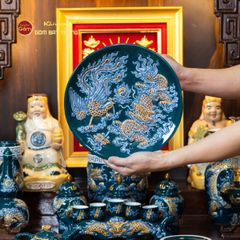 Bộ Đồ Thờ Thần Tài Thổ Địa (Hào Gia 14 Món) Men Lục