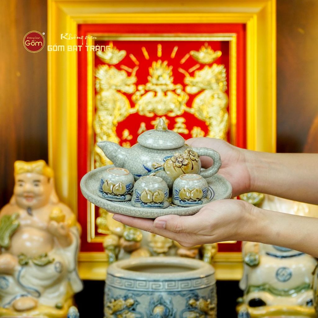 Bộ Đồ Thờ Thần Tài Thổ Địa (Hào Gia 14 Món) Men Rạn