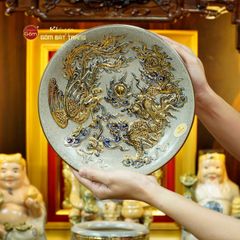 Bộ Đồ Thờ Thần Tài Thổ Địa (Hào Gia 14 Món) Men Rạn Vẽ Vàng