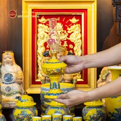 Bộ Đồ Thờ Thần Tài Thổ Địa (Hào Gia 14 Món) Men Vàng