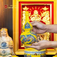 Bộ Đồ Thờ Thần Tài Thổ Địa (Hào Gia 14 Món) Men Vàng