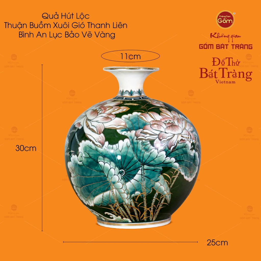 Bình Hút Lộc Thuận Buồm Xuôi Gió Thanh Liên Bình An Lục Bảo Vẽ Vàng